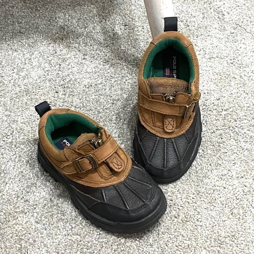 Ralph Lauren Polo Toddler Leather Short Outside Sport Boots Zipper Size 9 Like N